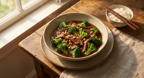 Snabb wok med nötkött och broccoli