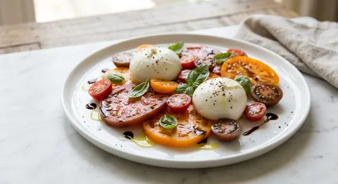 Summer Tomato Salad with Burrata and Basil