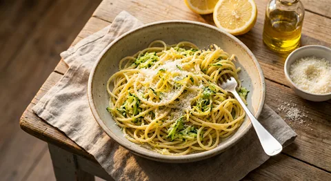 Spaghetti with Lemon, Courgette and Pecorino