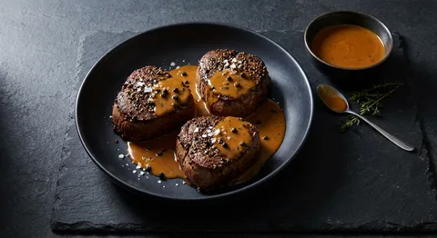Steak au poivre med konjaksgräddsås