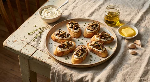 Svampcrostini med tryffelricotta