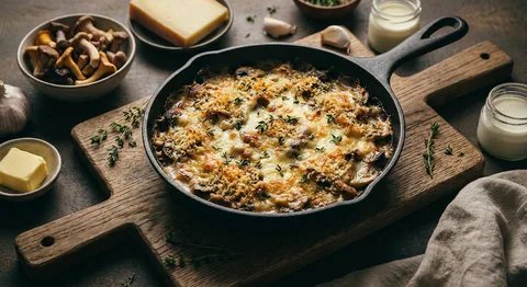 Svampgratäng med Gruyère och timjan