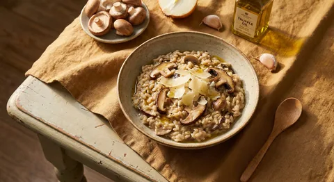 Svamprisotto med parmesan och tryffelolja