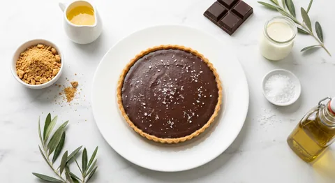 Chokladtarte med olivolja och flingsalt