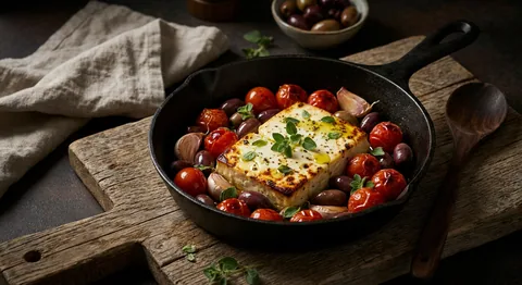 Baked Feta with Tomatoes and Olives