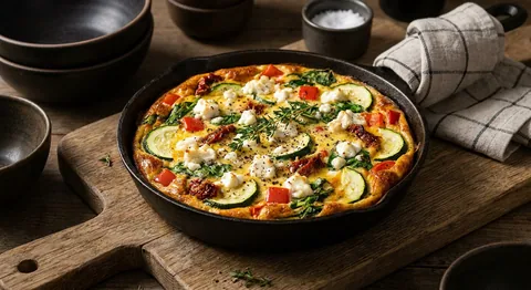 Oven-Baked Frittata with Vegetables and Goat Cheese