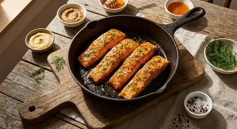 Ugnsbakad lax med honungssenap och dill
