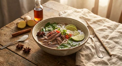 Vietnamesisk pho med nötkött