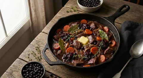 Viltgryta med enbär och svartvinbär