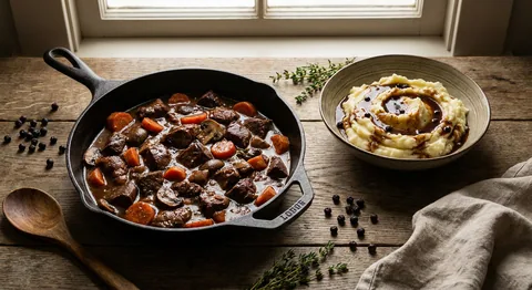 Viltgryta med enbärssås och potatismos