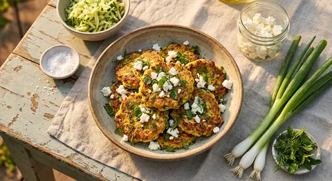Courgette Fritters with Feta and Mint